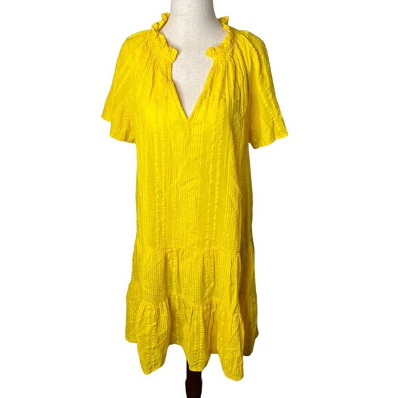 J. Crew Dresses & Skirts - J.Crew $118 Ruffle-Trim Tiered Dress Cotton Dobby Yellow Size S BR466